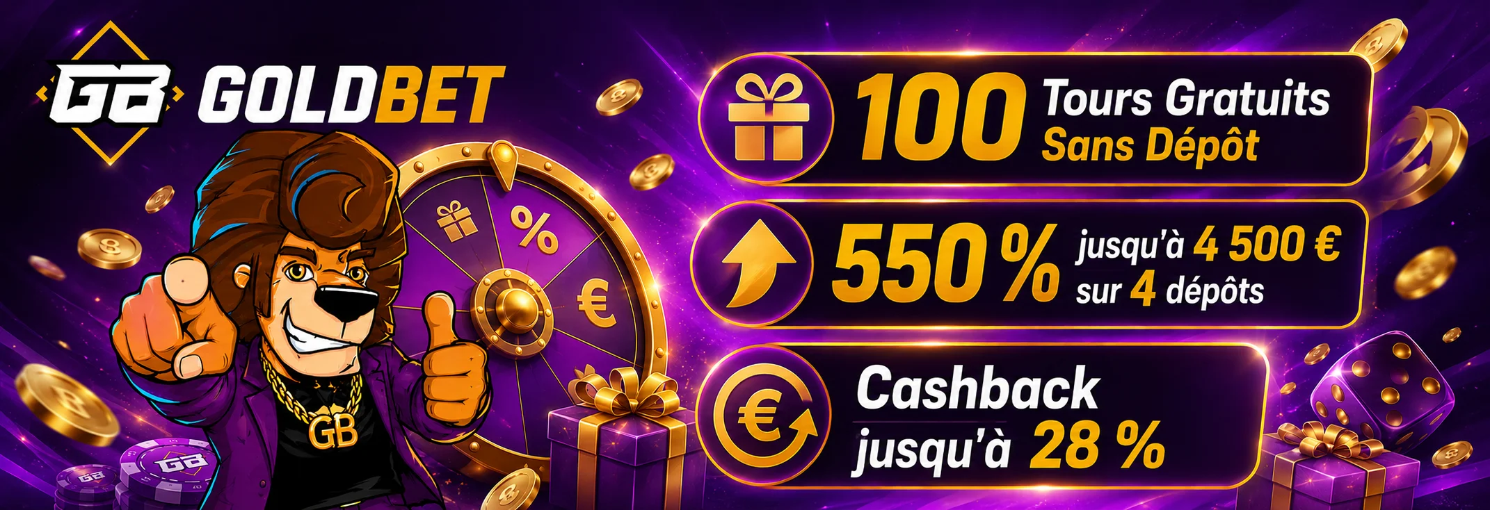 Offre de bienvenue GoldBet : 100 tours gratuits sans dépôt pour les nouveaux joueurs